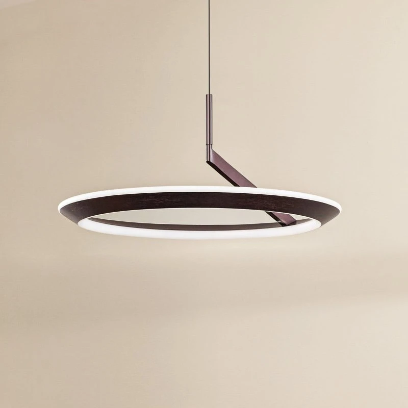 Lucande Eldra LED-Hängeleuchte, Ø 55 cm, CCT, kaffeebraun