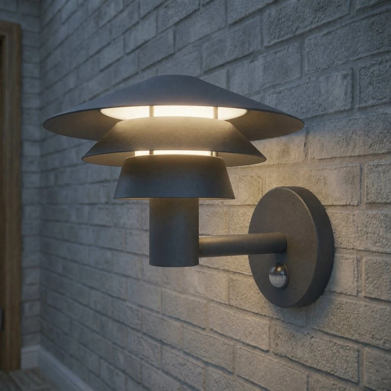 Lucande LED-Außenwandleuchte Montaro, Anthrazit, IP54, Sensor