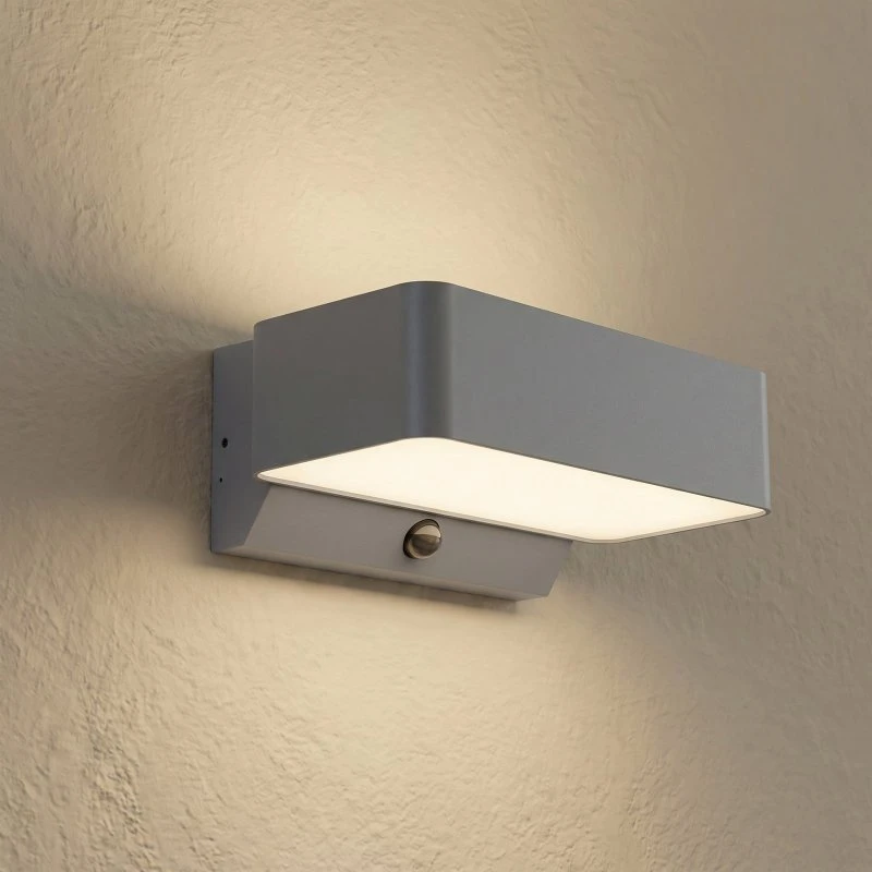 Lindby LED-Außenwandleuchte Fando, anthrazit, Sensor, IP44
