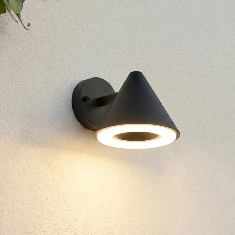 Lindby LED-Außenwandleuchte Soran, Schwarz, Metall, IP44
