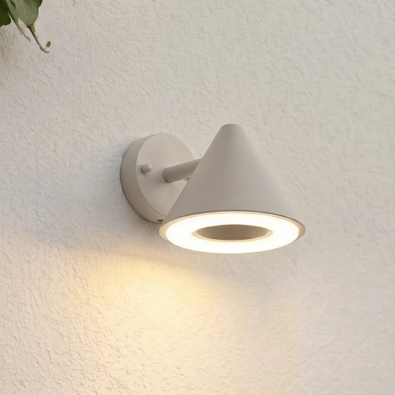 Lindby LED-Außenwandleuchte Soran, Taupe, Metall, IP44