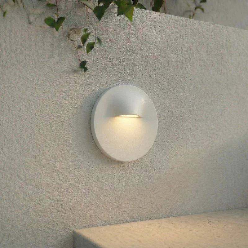 Lindby LED-Wandeinbaulampe Alune, weiß, rund, Ø 8 cm, IP65