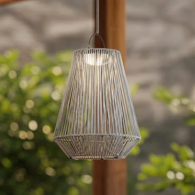 Lindby LED-Solarhängelampe Austas, grau, Ø 32 cm, IP54
