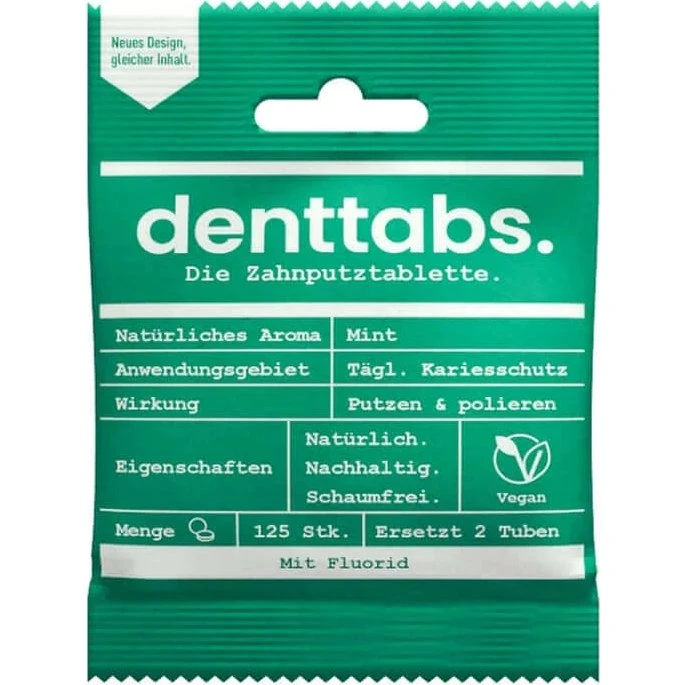 DENTTABS Zahnputztabletten Stevia-Mint, 125 Stück