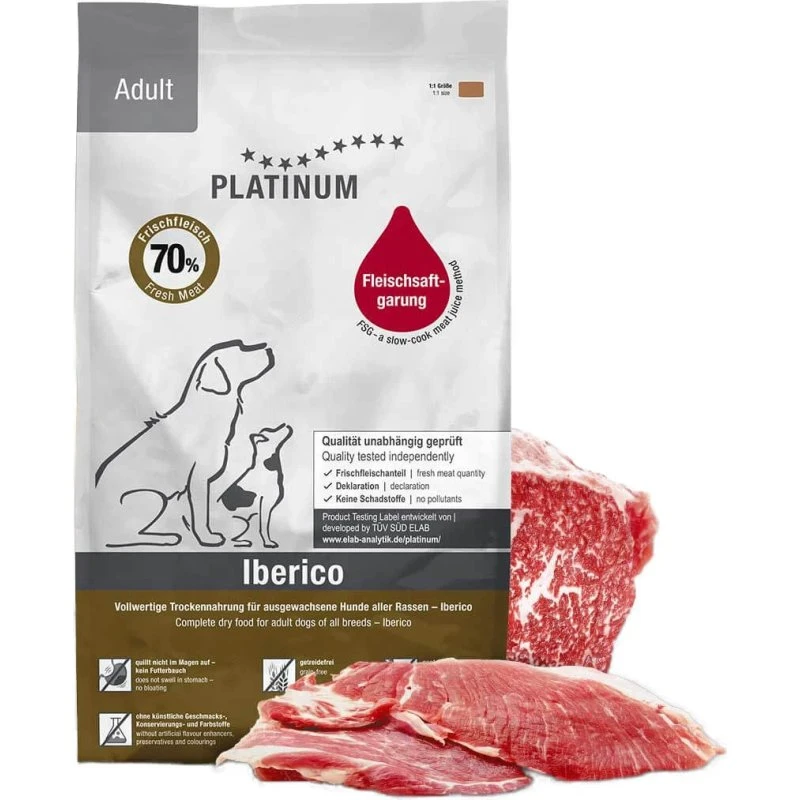 PLATINUM Adult Iberico getreidefreies Hundefutter, 5kg