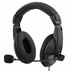 Deltaco USB-Headset schwarz mit Mikrofon und Lautstärkeregelung
