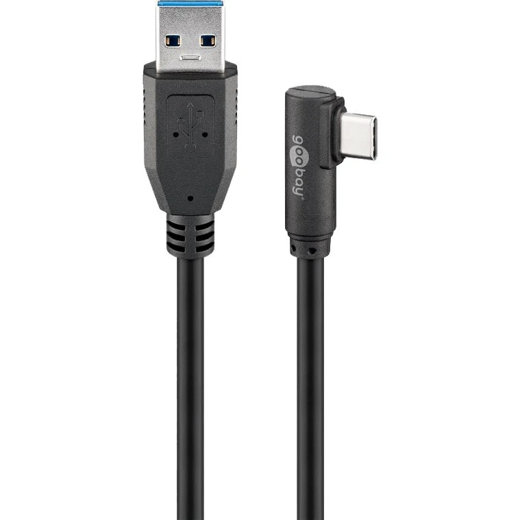 Goobay 66501 USB-C auf USB-A Kabel 90°, 1 m, schwarz