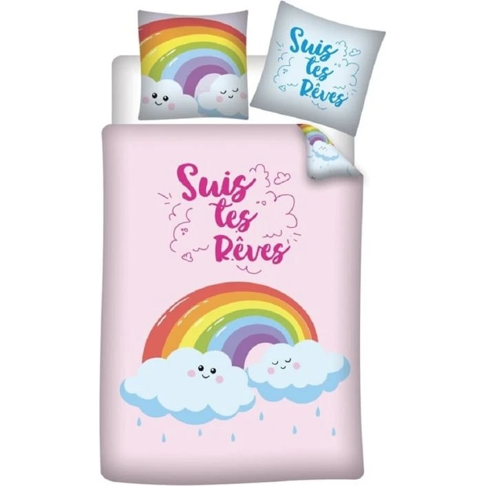 Rainbow Bettwäsche 140x200 cm – Bunter Bettbezug mit Kissenbezug aus 100% Polyester