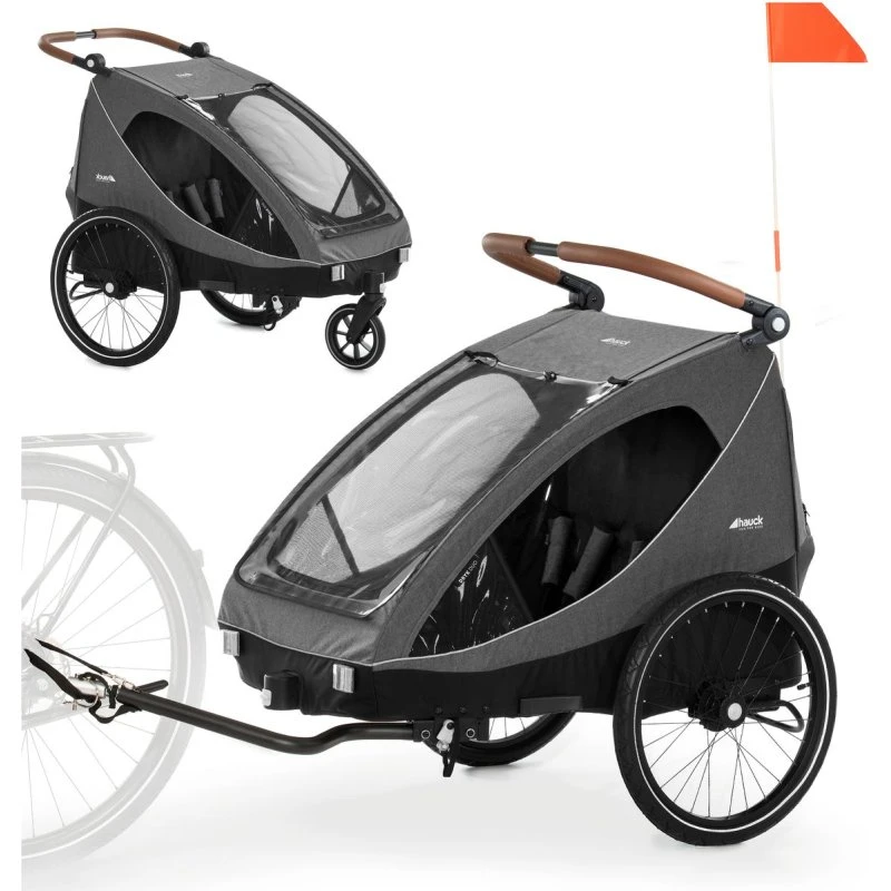 Hauck Dryk Duo 2in1 Fahrradanhänger Melange Grey