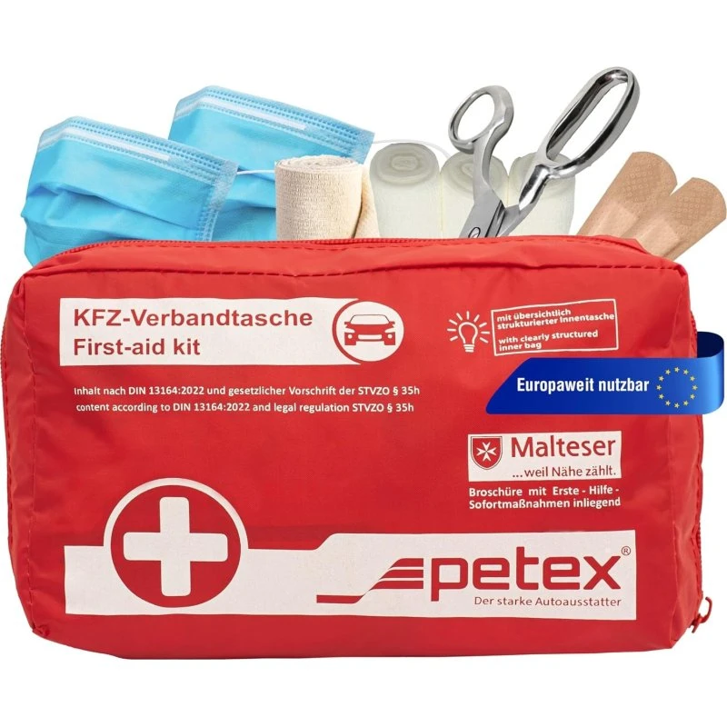 PETEX 43930012 Verbandtasche rot, DIN 13164:2022