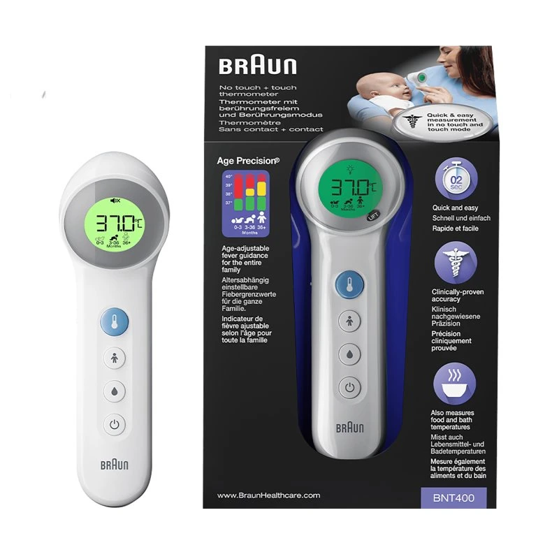 Braun BNT 400 Kontaktloses Thermometer + Contact, weiß