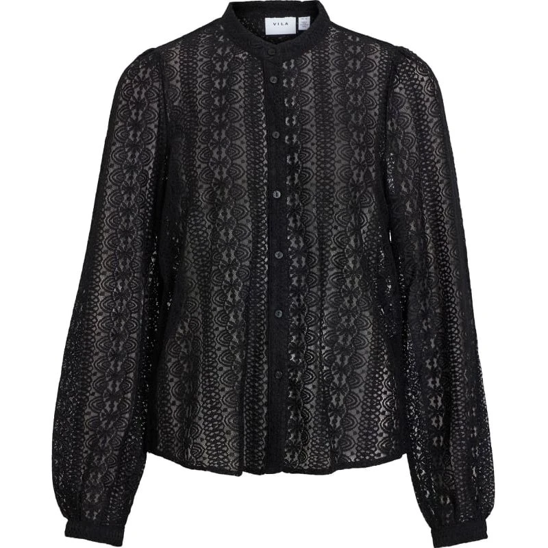 Vila VICHIKKA Spitzenhemd schwarz