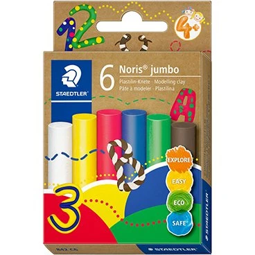 Staedtler Noris Jumbo Plastilin-Knete, 6 Basisfarben