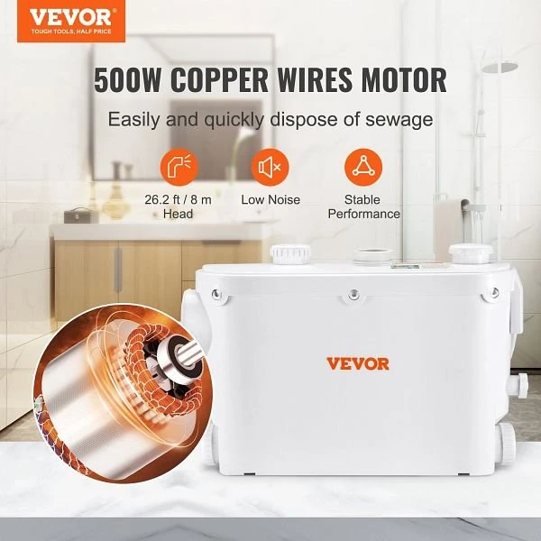 VEVOR Abwasserhebeanlage 500W, 8 m Förderhöhe, 6600 L/h