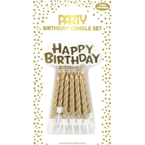 Clairefontaine Geburtstagskerzen Happy Birthday gold, 12 Stück