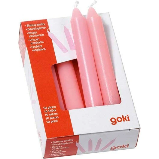GOKI 10 rosa Geburtstagskerzen Ø 13 mm
