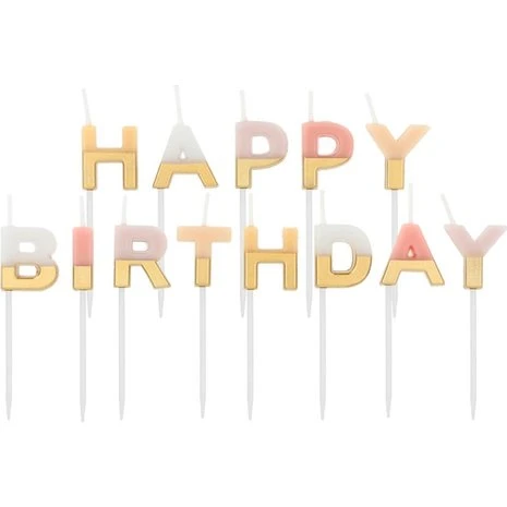 Blush Happy Birthday Kerzen-Set, 13 Stück, Gold-Pastell, 2 cm