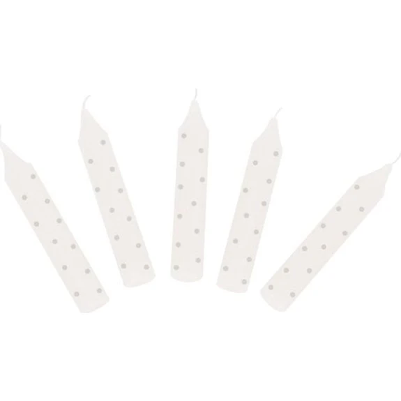 GOKI® 10 Geburtstagskerzen Pünktchen weiß-grau