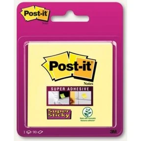 Post-it® Super Sticky Notes Gelb 76x76 mm, 90 Blatt