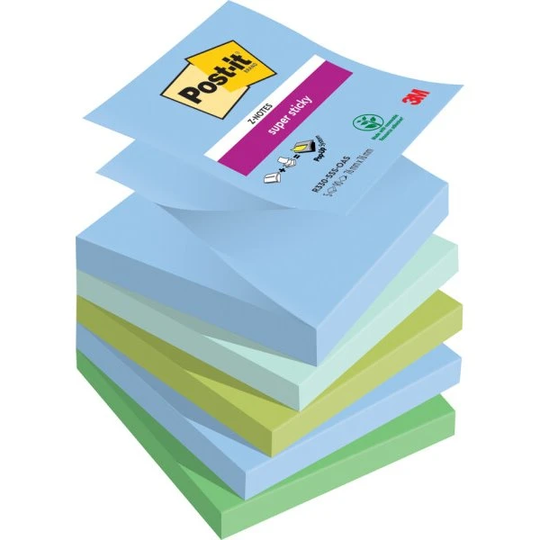 Post-it Super Sticky Z-Notes Oasis, 76x76 mm, 5 Blöcke