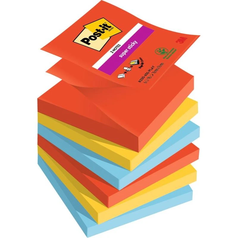 Post-it Z-Notes Playful 76x76 mm, 6x90 Blatt, super sticky