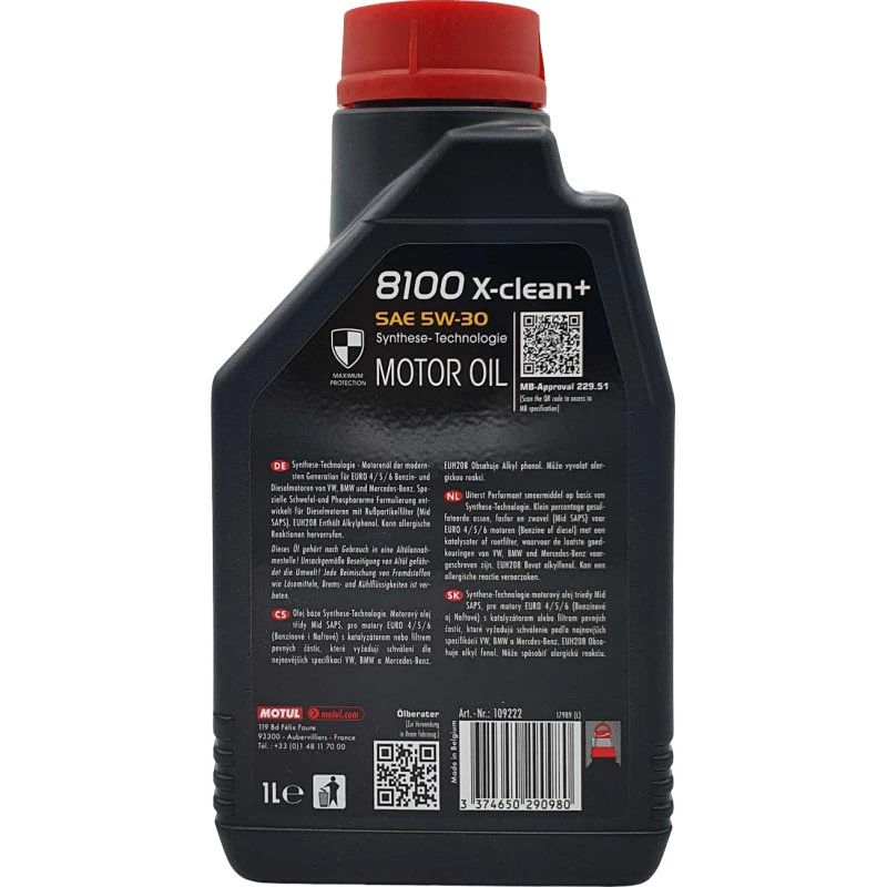 Motul 8100 X-Clean+ 5W-30 1L