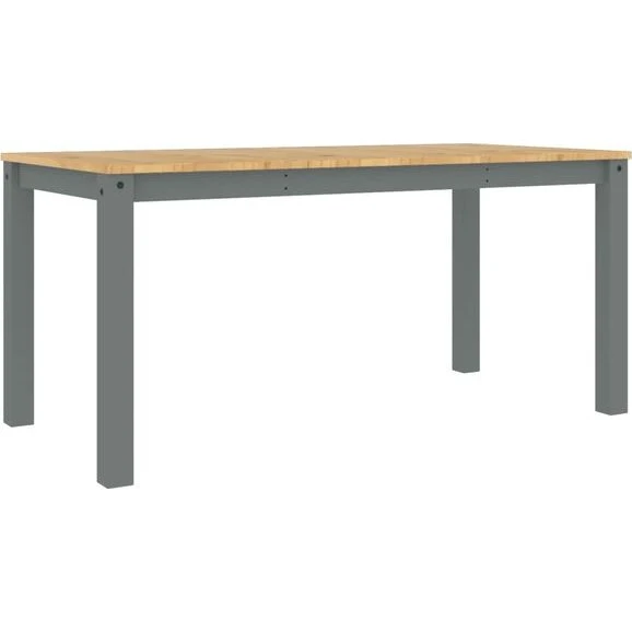 vidaXL Esstisch Panama, Grau, 160x80x75 cm – Massivholz Kiefer