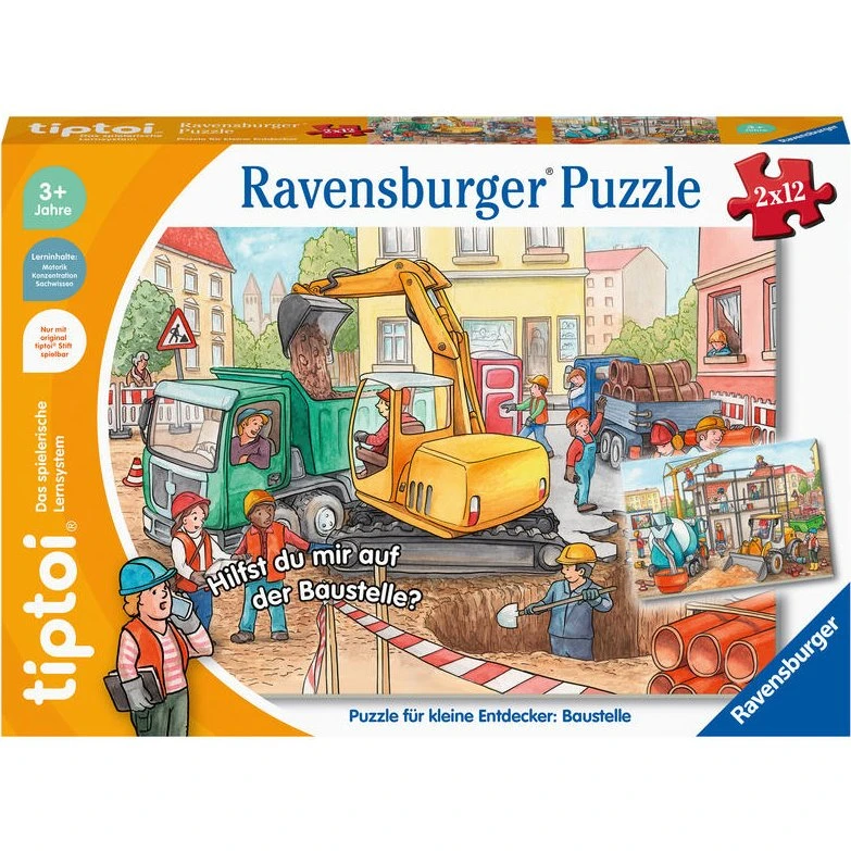 Ravensburger tiptoi Puzzle Baustelle, 2x12 Teile