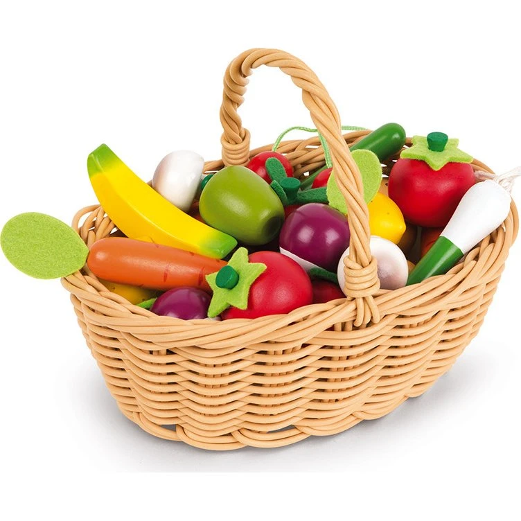 Janod Korb mit 24 Holz-Obst- und Gemüse-Sorten