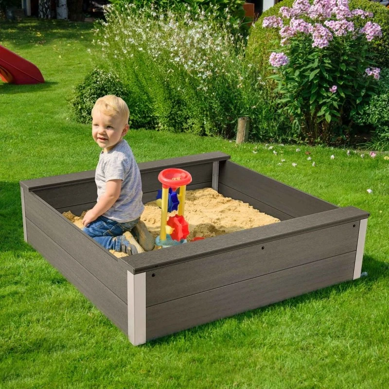 Buddelbox WPC Sandkiste Anthrazit 115x115x30 cm