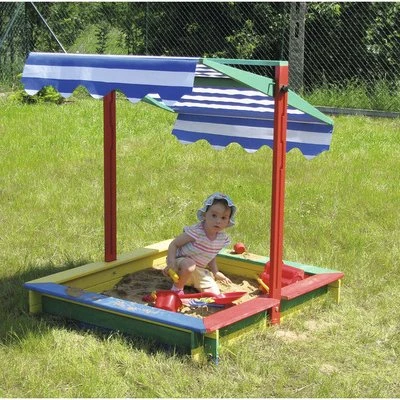 dobar Sandkasten 120x120x120 cm mit verstellbarem Dach