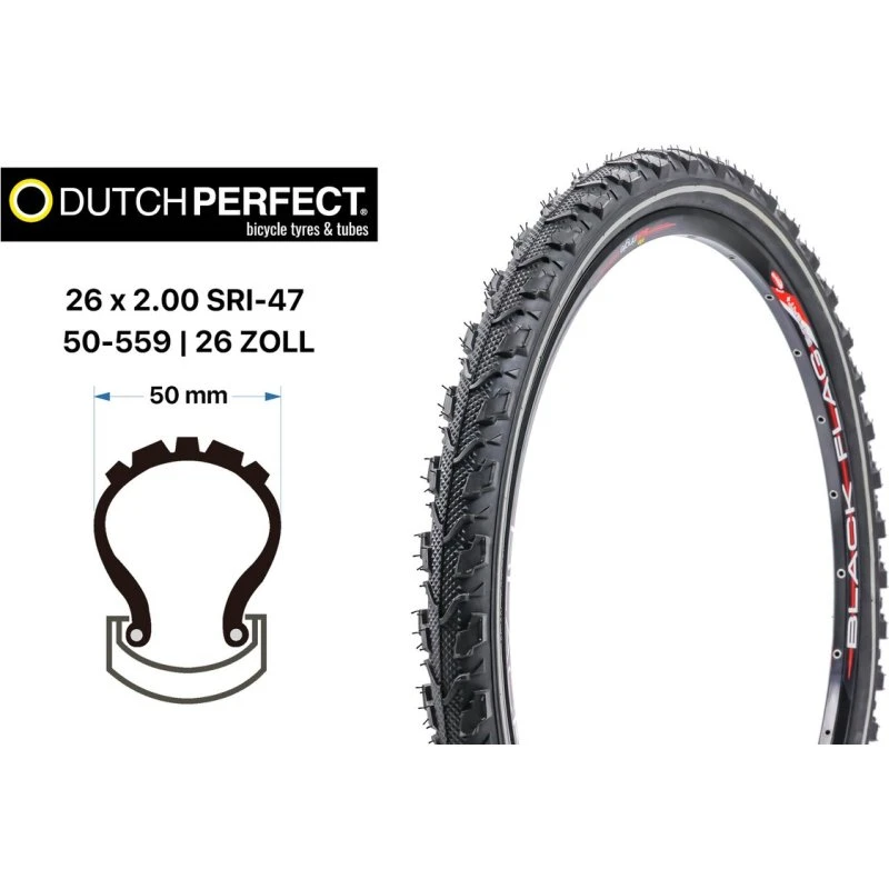 Dutch Perfect 26 Zoll No Flat Fahrradreifen 2.00 Schwarz