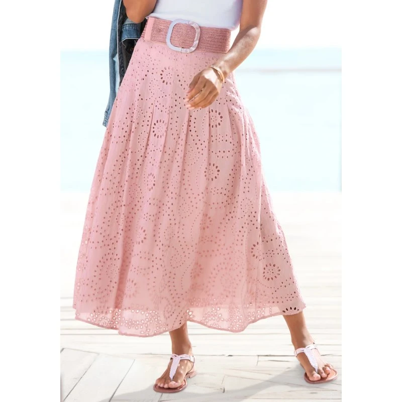 Buffalo Maxirock aus Spitze mit Eyelet, gefüttert, Sommerrock