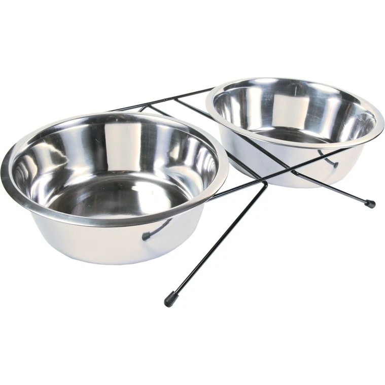 TRIXIE Napf-Set Edelstahl 2x 2,8 l schwarz