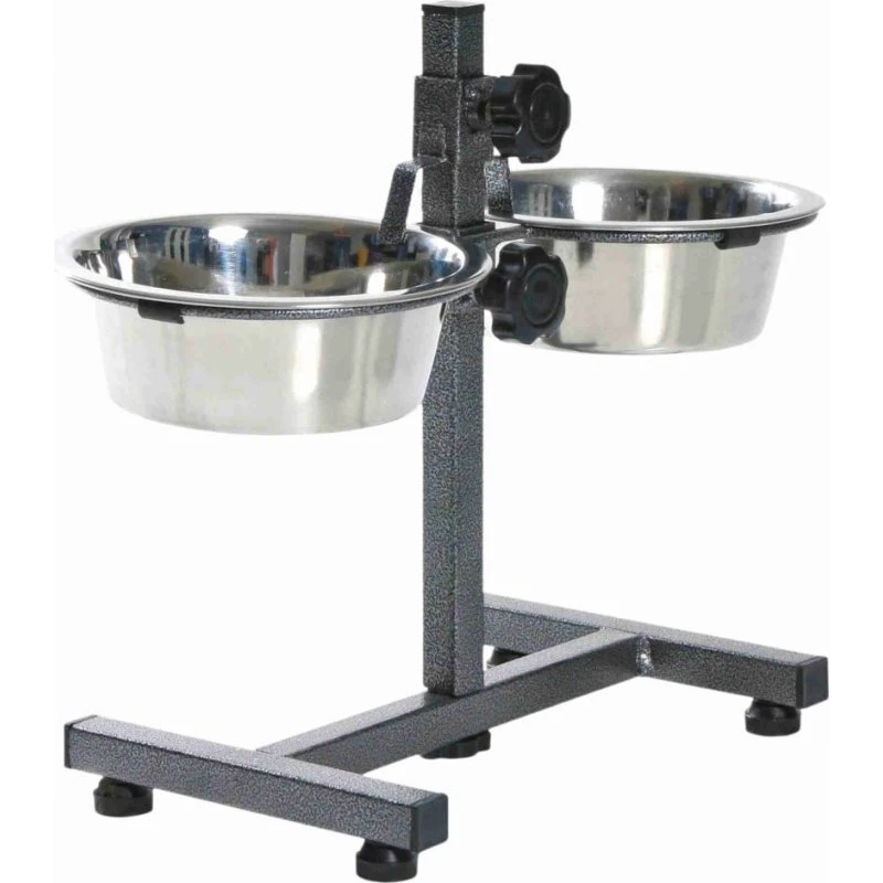 Trixie Hundebar 2×4,5 l mit Edelstahlnäpfen, höhenverstellbar