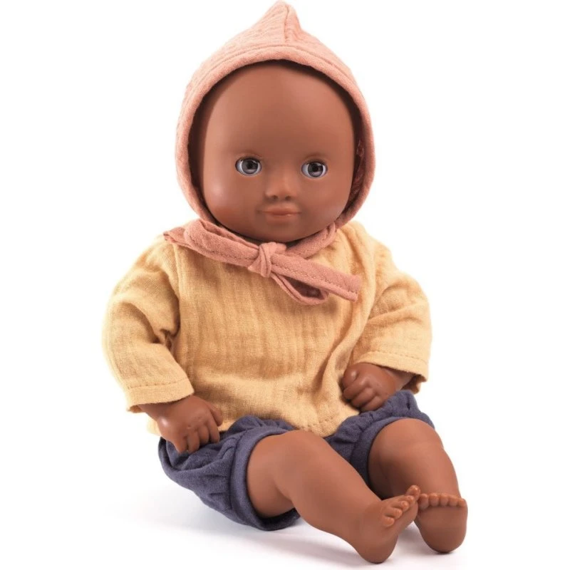 DJECO Puppe Mimosa 32 cm, schwarze Augen, individuell beschriftbar