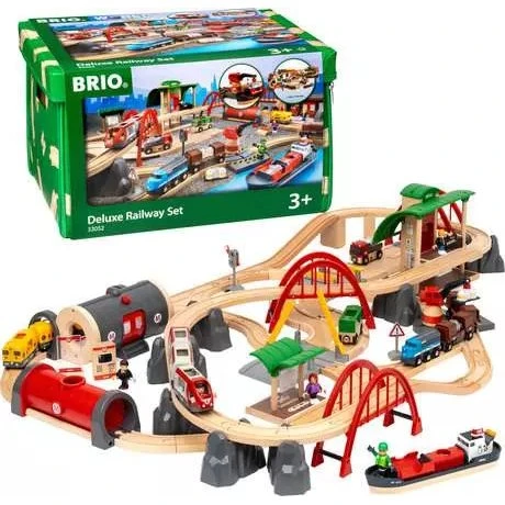 BRIO World Straßen & Schienen Bahn Set Deluxe 33052
