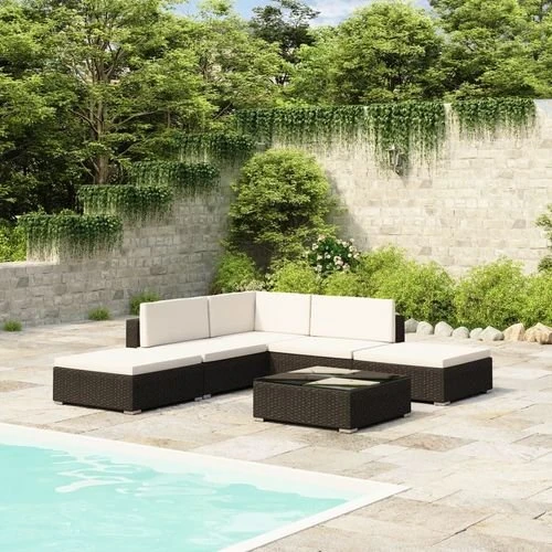 vidaXL 6-tlg. Garten-Lounge-Set Poly Rattan Schwarz