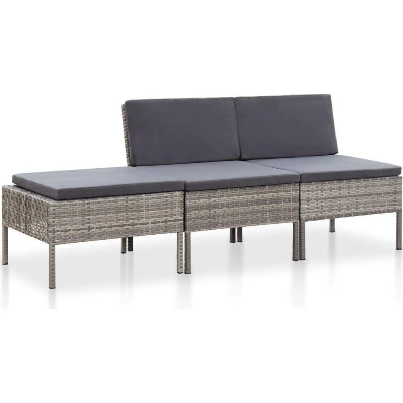 Hendrik 3-teiliges Garten-Lounge-Set Grau