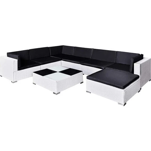 vidaXL 8-tlg. Garten-Lounge-Set Poly Rattan Weiß