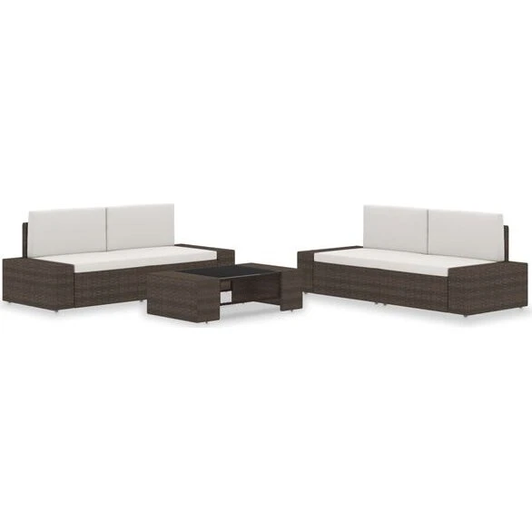 vidaXL 5-tlg. Garten-Lounge-Set Poly Rattan Braun