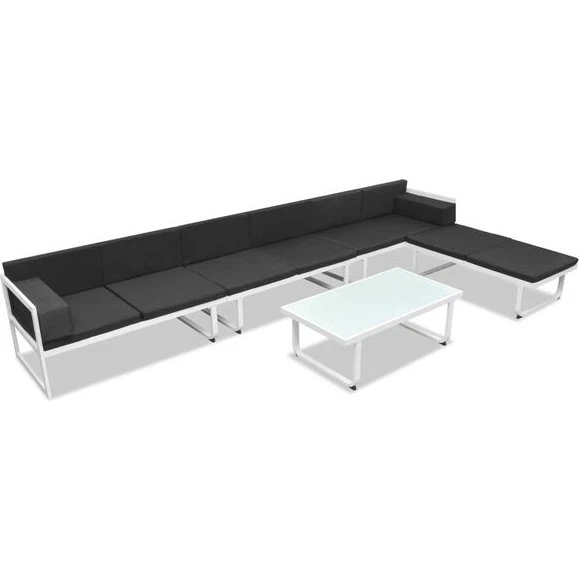 vidaXL 5-tlg. Garten-Lounge-Set Textilene Aluminium Schwarz