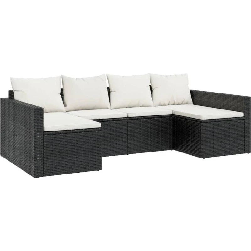 Rattan Home 2-tlg. Garten-Lounge-Set Schwarz