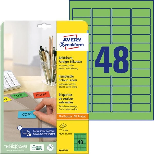 Avery Zweckform Mini-Etiketten 45,7 x 21,2 mm grün