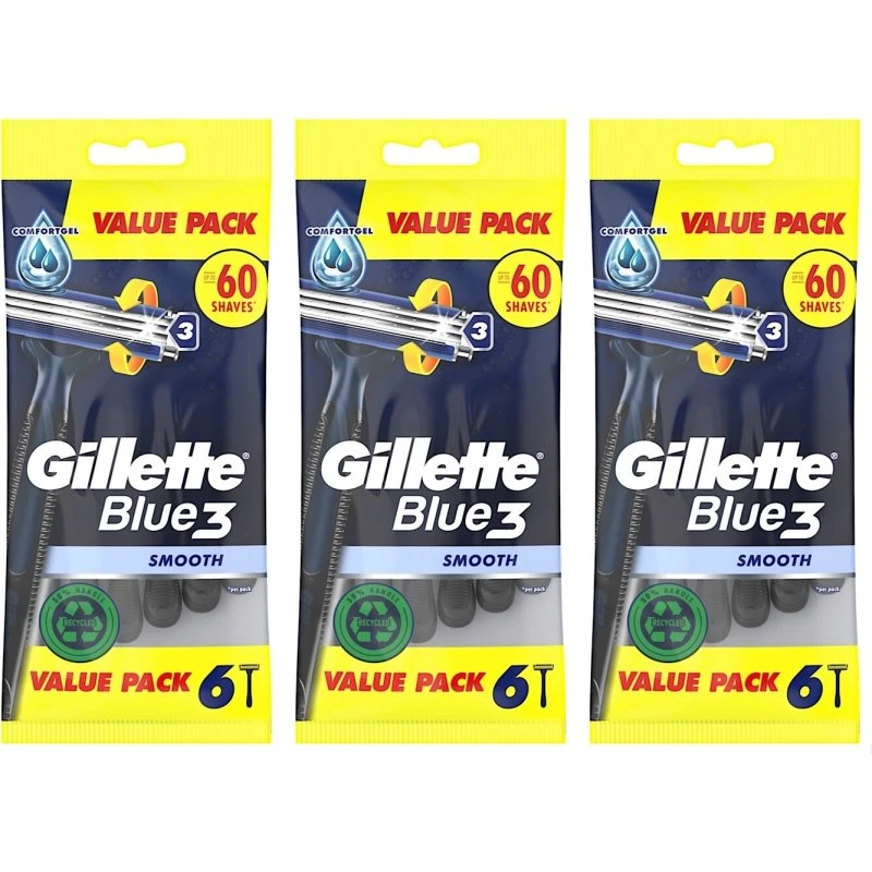 Gillette Blue 3 Smooth Einwegrasierer 6+2er Pack, 8 Stück