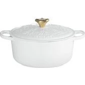 Le Creuset Bräter Noel 24 cm Goldknopf Weiß