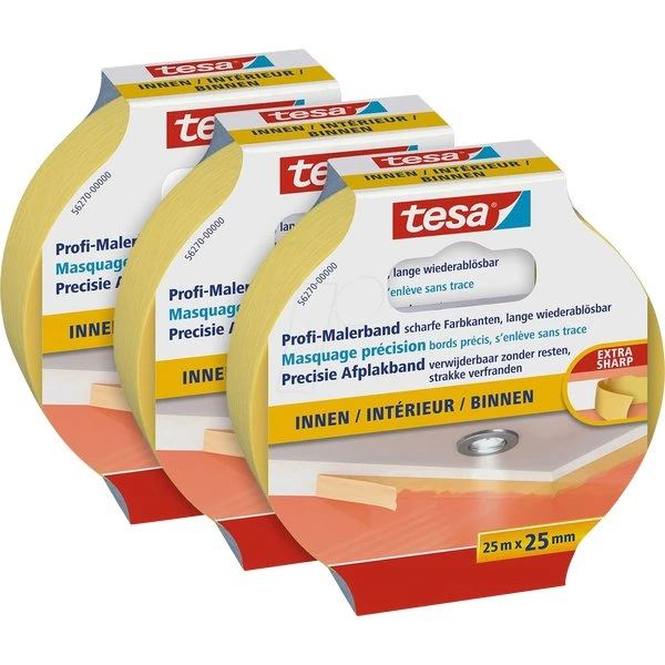tesa® Masking Tape Professional 3x25 m, gelb