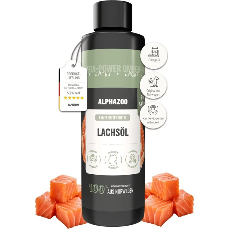 ALPHAZOO Premium Lachsöl 250 ml für Hunde & Katzen