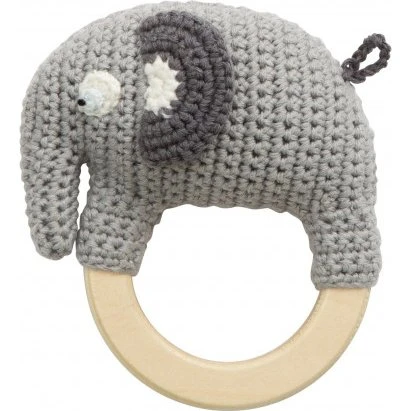 FANTO Rassel aus 100% Baumwolle mit hölzernem Ring