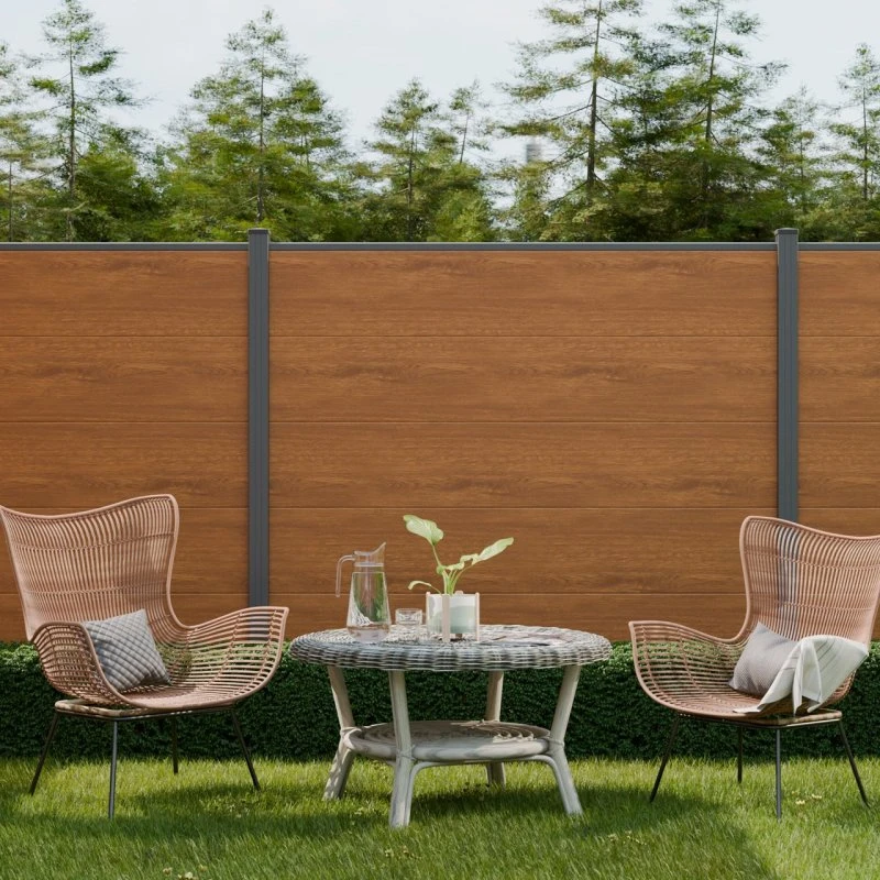 BasicLine Steckzaun PVC Golden Oak 6er Set